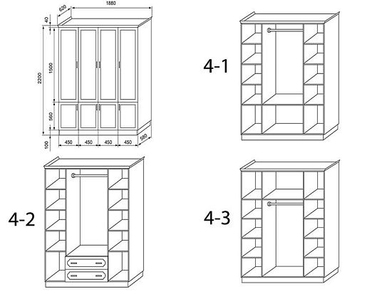 Шкаф №3 (бук/лдсп), 4 створки 4 (фото)